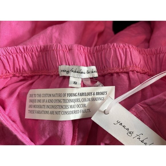 NWT Young Fabulous & Broke Linen Blend Wide Leg Slit Front Pant- Hot Pink Sz S - Picture 5 of 6